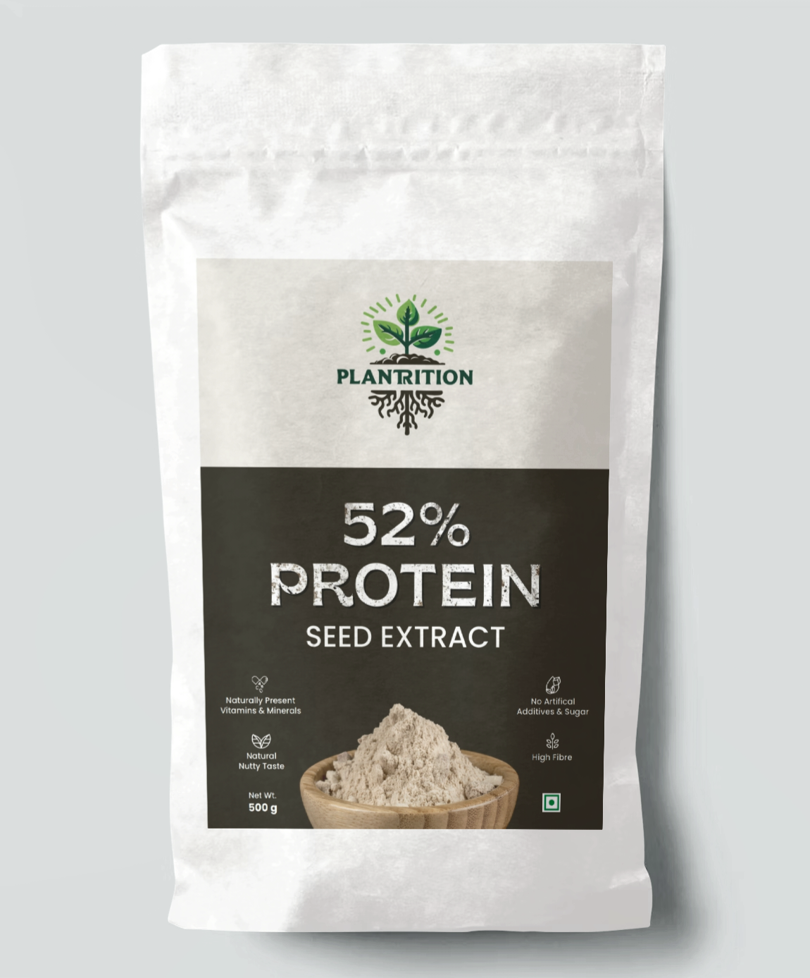 Plantrition Protein Flour | 52% Protein | Source: Peanut, Wheat | High fiber | Nutty taste | Naturally present vitamin and minerals